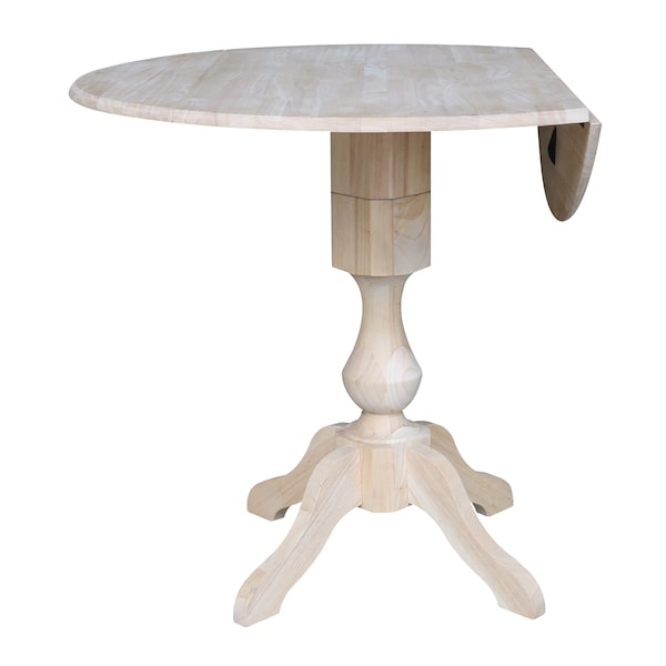International Concepts Round 42 in Rd Dual Drop Leaf Pedestal Table, 42.3 inH, Unfinished, Ready to Finish, 42 in W, 42 in L K-42DPT-11P-2 - main